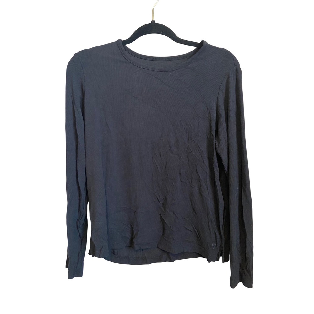Cozy Earth Womens Ribbed Long Sleeve Bamboo‎ Viscose Blend Top Black Size M